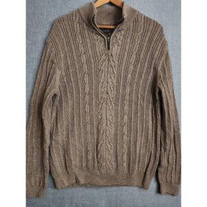 Tasso Ella 1/4 Zip Sweater Knitted Size L Brown 100% Cotton